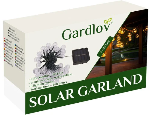 Gardlov Lempučių girlianda su saulės baterija 7m IP65