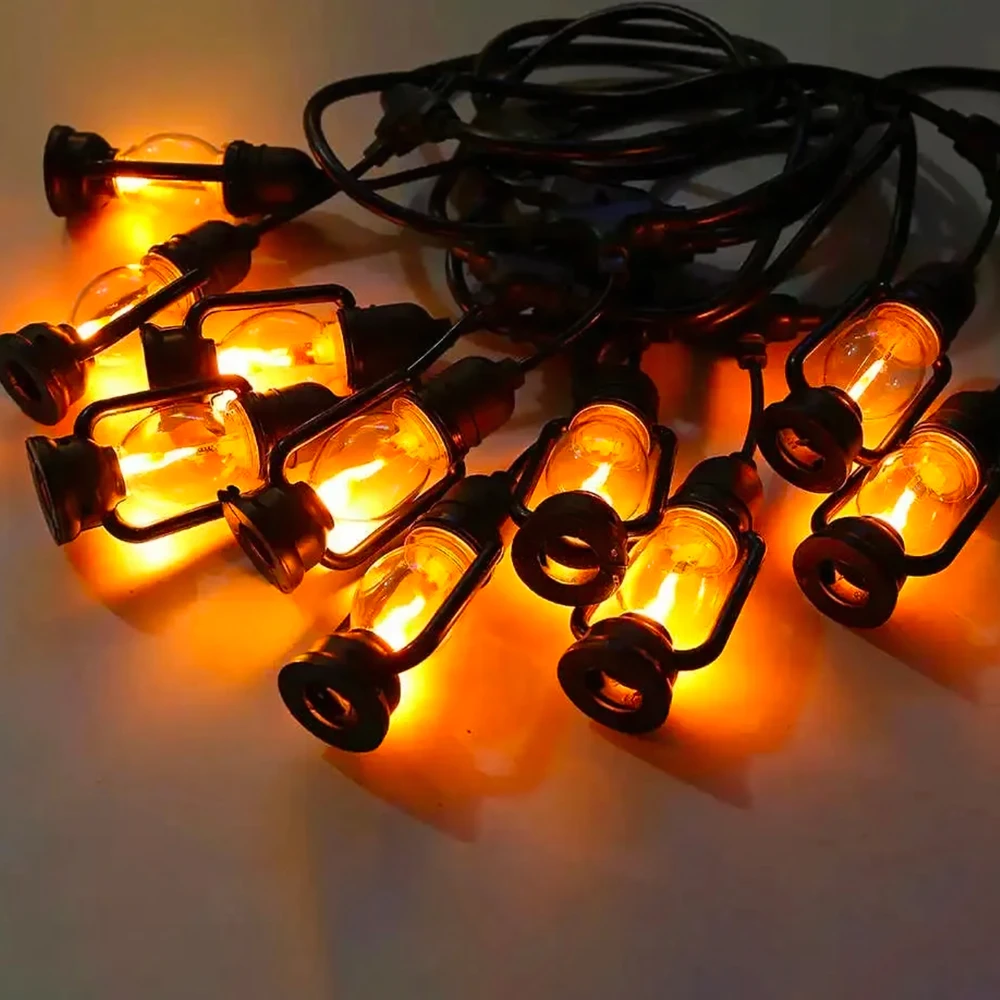 Girlanda Šviesų girlianda, dekoratyvinės LED lempos, 10 vnt. sodo žibintų, 10 cm, 5 m