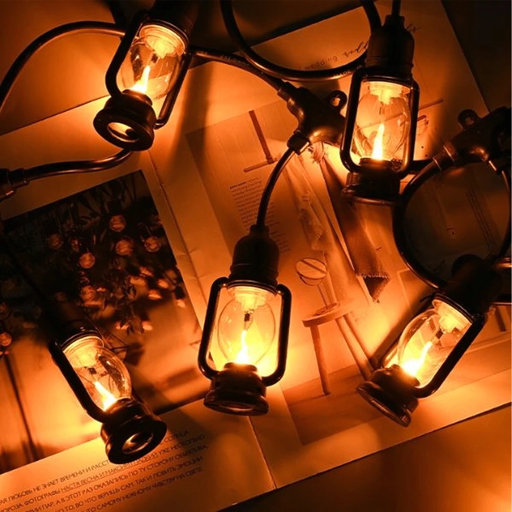 Girlanda Šviesų girlianda, dekoratyvinės LED lempos, 10 vnt. sodo žibintų, 10 cm, 5 m