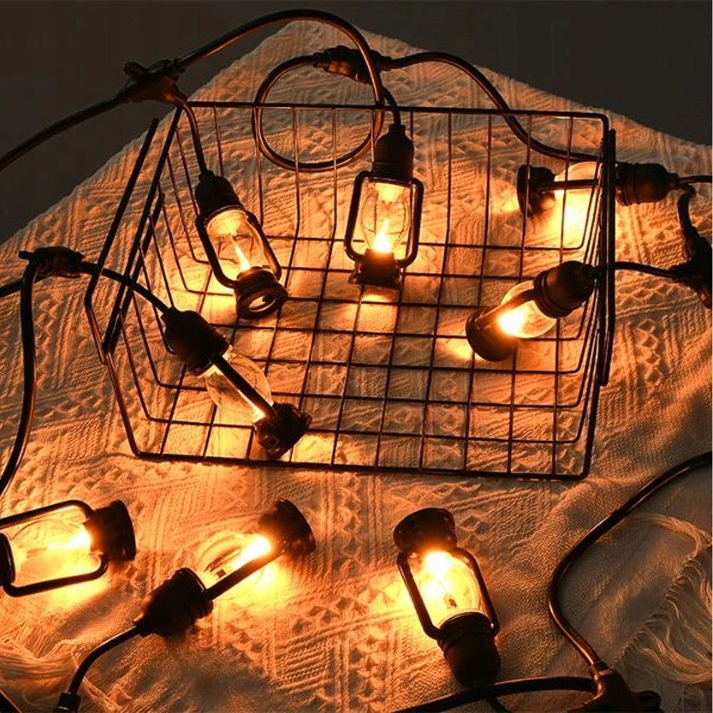 Girlanda Šviesų girlianda, dekoratyvinės LED lempos, 10 vnt. sodo žibintų, 10 cm, 5 m