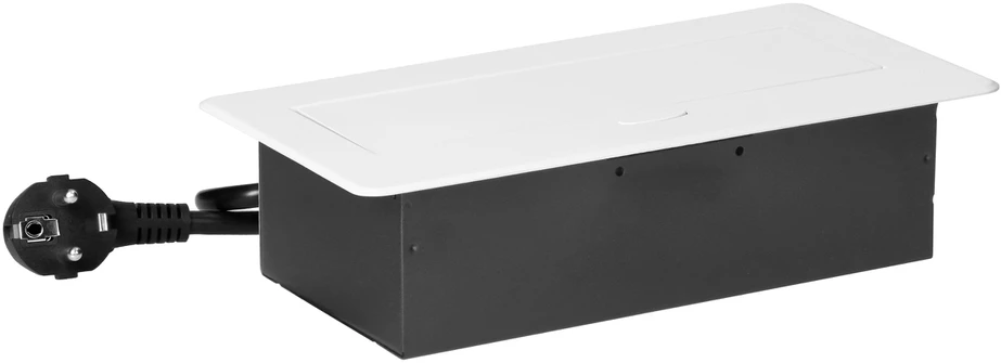 Orno Gniazda Baldų lizdai, įleidžiami į stalviršį, su plokščiu frezuotu kraštu, USB įkrovikliu ir 1,5 m laidu, 2x2P+Z, 2xUSB (A+C tipo; 3,6A), balti