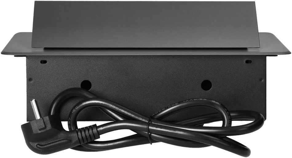 Orno Gniazda Baldų lizdai, įleidžiami į stalviršį, su plokščiu frezuotu kraštu, USB įkrovikliu ir 1,5 m laidu, 2x2P+Z, 2xUSB (A+C tipo; 3,6A), grafito spalvos