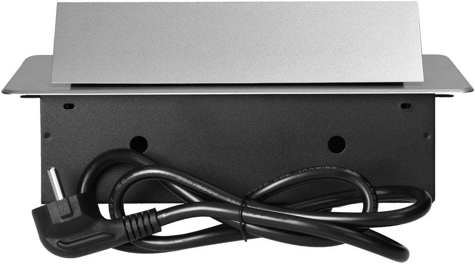 Orno Gniazda Į stalviršį įleidžiami baldų lizdai su plokščiu frezuotu kraštu, USB įkrovikliu ir 1,5 m laidu, 2x2P+Z, 2xUSB (A+C tipo; 3,6A), sidabrinės spalvos