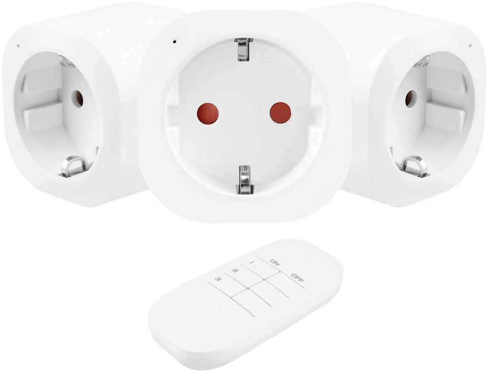Gniazdka „GreenBlue“ nuotolinio valdymo lizdai, 3 vnt., programuojami, veikimo nuotolis iki 30 m, 220–240 V AC, 50/60 Hz, 16 A, 433 MHz, GB313 F