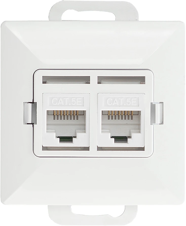 Gniazdo Dviejų RJ45 lizdų Pearl Cat5, baltas
