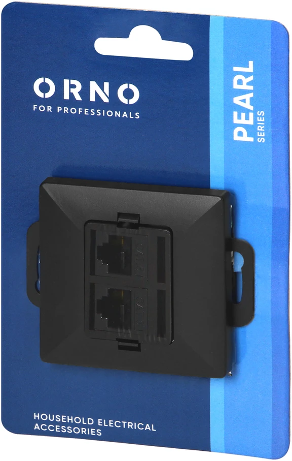 Gniazdo Dviguba RJ45 Cat5 Jungtis Pearl, Juoda
