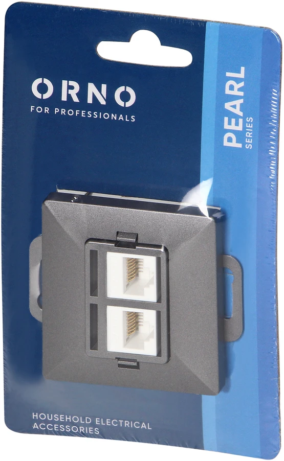 Gniazdo Antracito spalvos dviguba RJ45 Cat5 jungtis Pearl