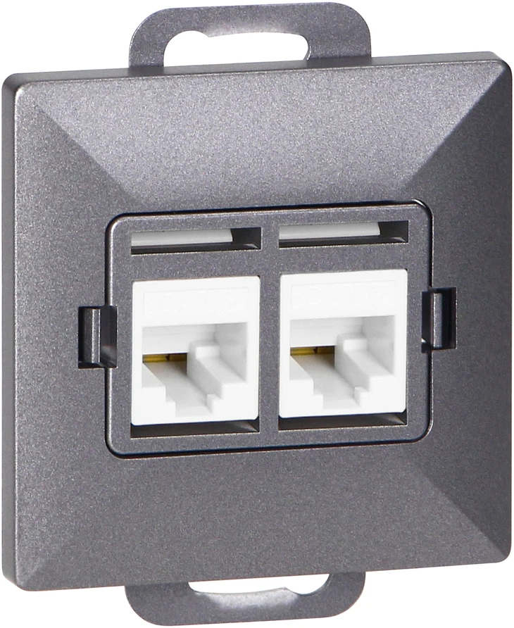 Gniazdo Antracito spalvos dviguba RJ45 Cat5 jungtis Pearl