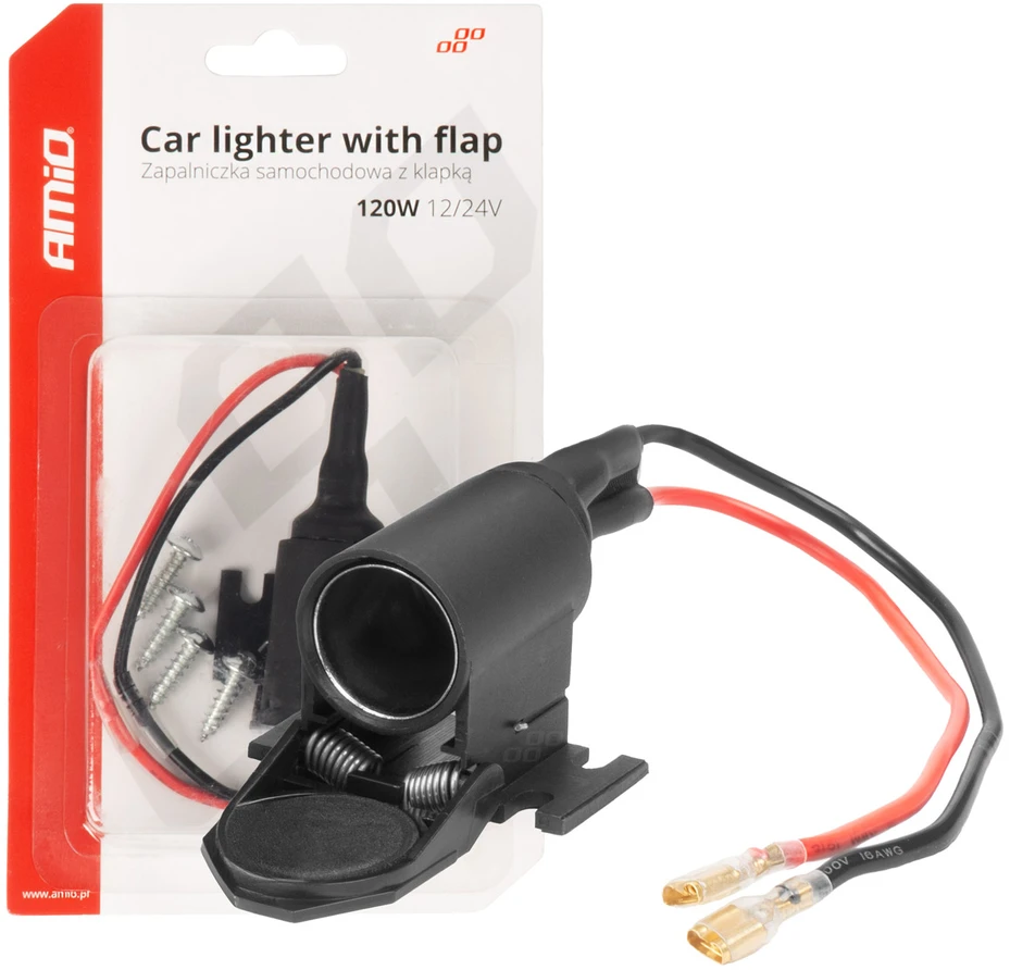 Automobilinis maitinimo lizdas su dangteliu 12/24V AMIO-04128