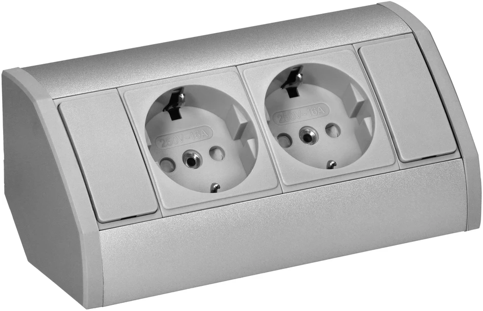 Orno Lizdas Baldinis lizdas 2x2P+Z (Schuko), pilkai sidabrinis