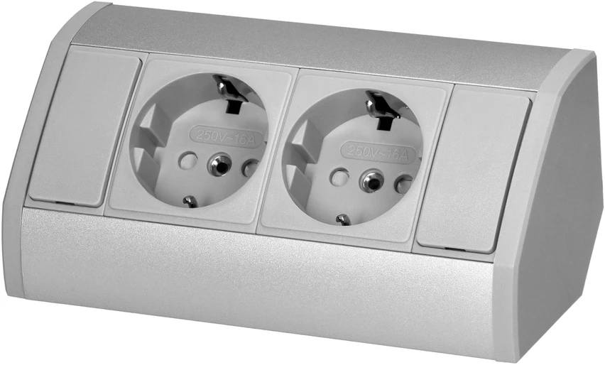 Orno Lizdas Baldinis lizdas 2x2P+Z (Schuko), pilkai sidabrinis