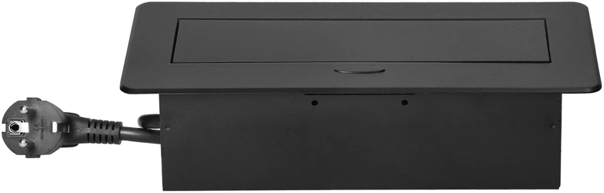 Orno Lizdas Baldinis lizdas, įleidžiamas į stalviršį, su plokščiu frezuotu kraštu, USB įkrovikliu ir 1,5 m laidu, 2x2P+Z (Schuko), 2xUSB (A+C tipo; 3,6A), juodas