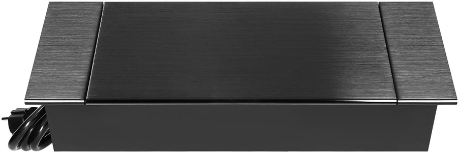 Gniazdo Lizdas Baldinis lizdas, įleidžiamas į stalviršį, su plokščiu frezuotu kraštu, atlenkiamu dangteliu, USB įkrovikliu ir 1,5 m laidu, 2x2P+Z (Schuko), 2xUSB (A+C tipo; 3,6A), juodas