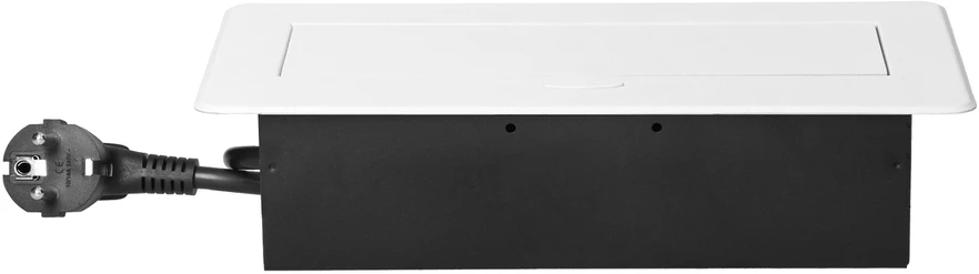 Orno Lizdas Baldinis lizdas, įleidžiamas į stalviršį, su plokščiu frezuotu kraštu, USB įkrovikliu ir 1,5 m laidu, 2x2P+Z (Schuko), 2xUSB (A+C tipo; 3,6A), baltas