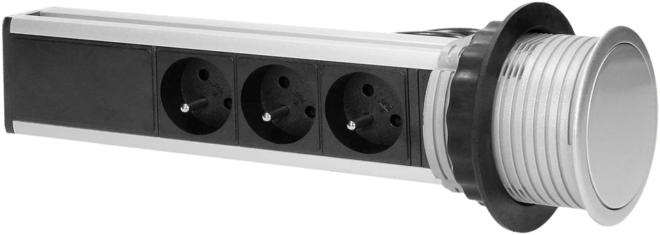 Orno Lizdas Baldų lizdas, ištraukiamas nuo stalviršio (~8 cm), su USB įkrovikliu ir 1,8 m laidu, 3x2P+Z, 2xUSB