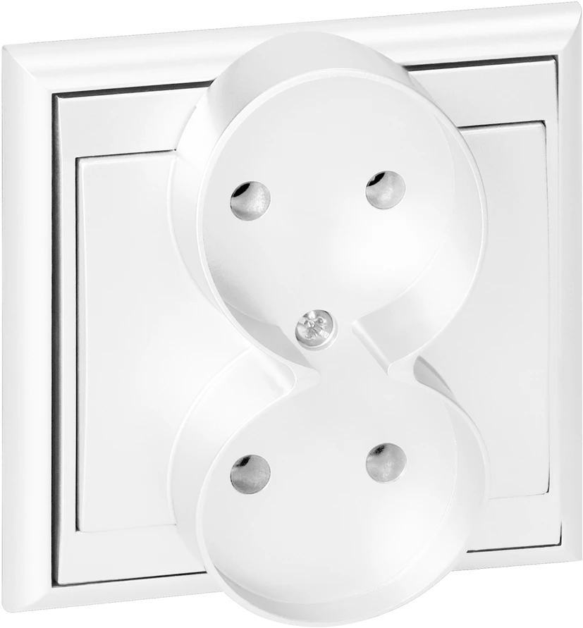 Gniazdo Lizdas Dvigubas kištukinis lizdas 2x2P Luna, 16A, 250V, PT-5LR, baltas