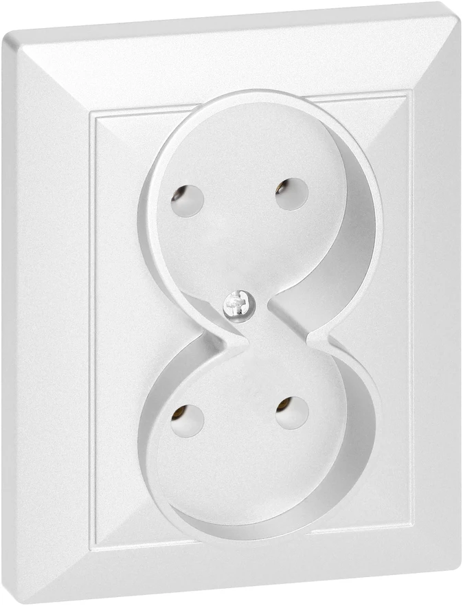 Gniazdo Lizdas Dvigubas kištukinis lizdas 2x2P Pearl, 16A, 250V, PT-5 P, baltas