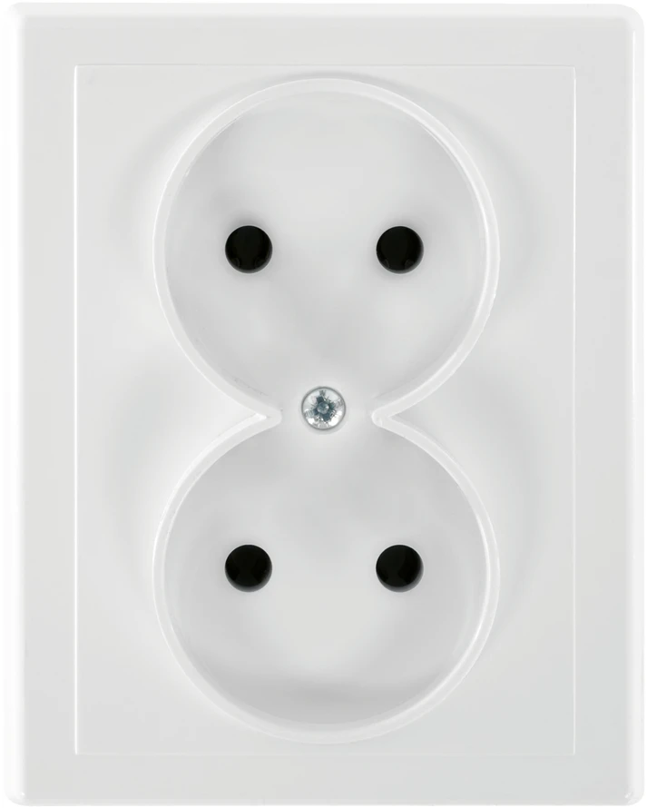 Gniazdo Lizdas Dvigubas kištukinis lizdas 2x2P Malta, 16A, 250V, PT-5M, baltas