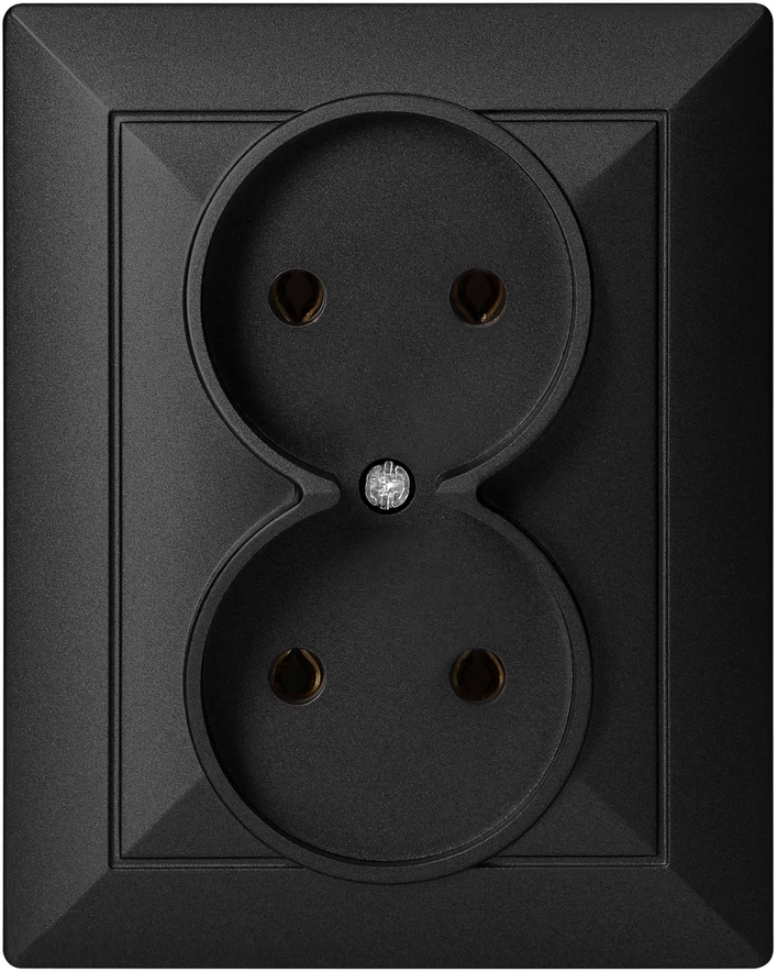 Gniazdo Lizdas Dvigubas kištukinis lizdas 2x2P Pearl, 16A, 250V, PT-5 P, juodas