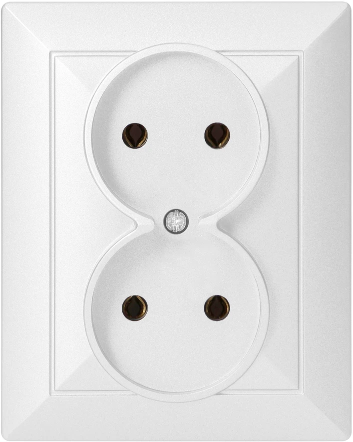 Gniazdo Lizdas Dvigubas kištukinis lizdas 2x2P Pearl, 16A, 250V, PT-5 P, baltas
