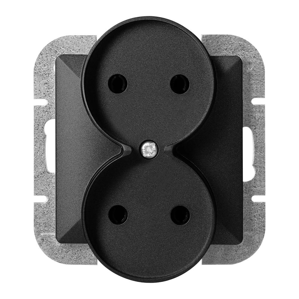 Gniazdo Lizdas Dvigubas kištukinis lizdas 2x2P Pearl, 16A, 250V, PT-5PR, juodas