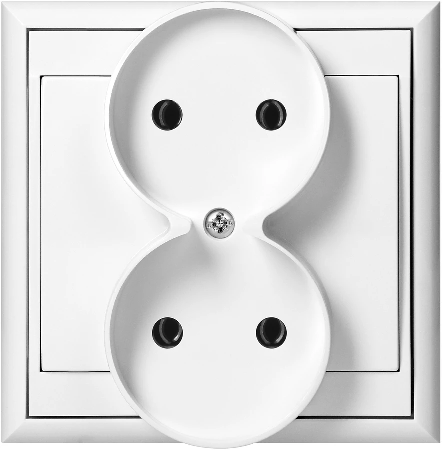 Gniazdo Lizdas Dvigubas kištukinis lizdas 2x2P Luna, 16A, 250V, PT-5LR, baltas