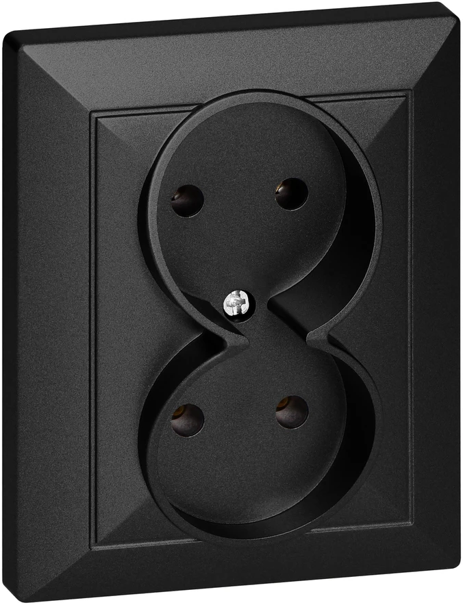 Gniazdo Lizdas Dvigubas kištukinis lizdas 2x2P Pearl, 16A, 250V, PT-5 P, juodas