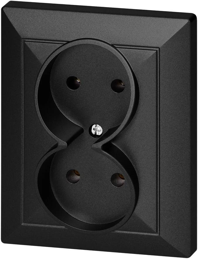 Gniazdo Lizdas Dvigubas kištukinis lizdas 2x2P Pearl, 16A, 250V, PT-5 P, juodas