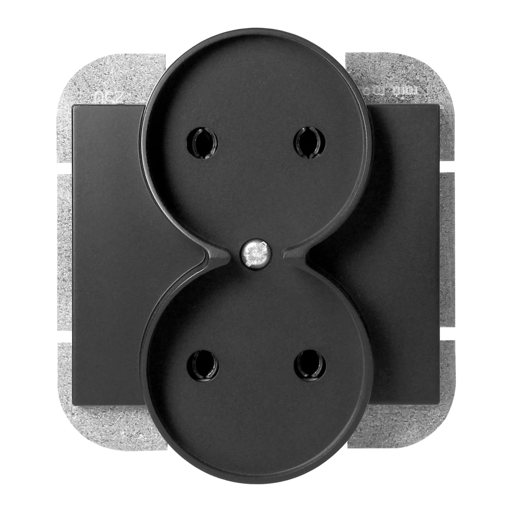 Gniazdo Lizdas Dvigubas kištukinis lizdas 2x2P Onyx, 16A, 250V, PT-5OR, juodas
