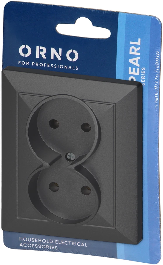 Gniazdo Lizdas Dvigubas kištukinis lizdas 2x2P Pearl, 16A, 250V, PT-5 P, juodas