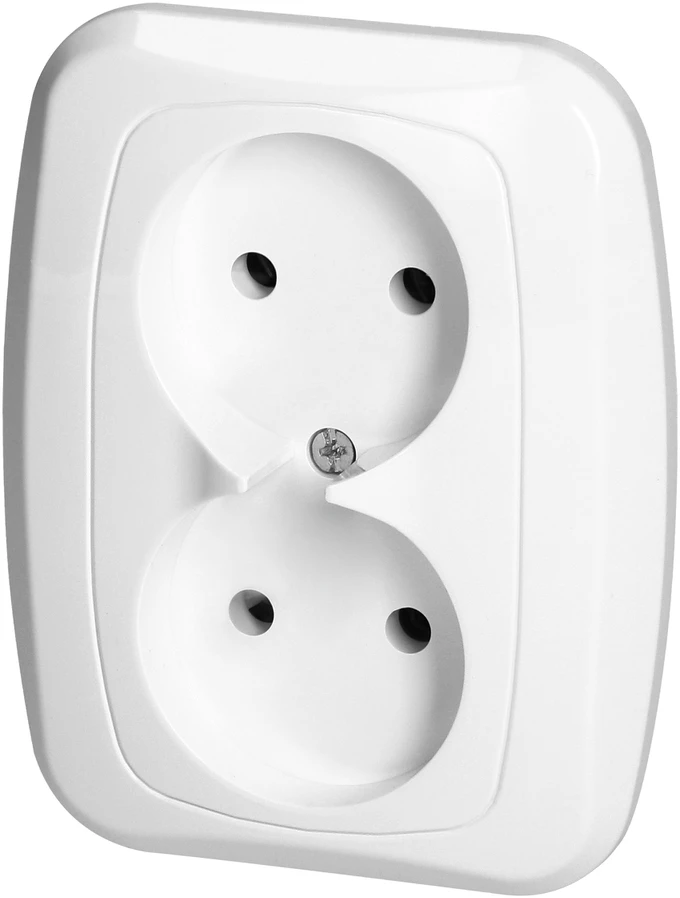 Gniazdo Lizdas Dvigubas kištukinis lizdas 2x2p 16A, 250V, ATUT, baltas