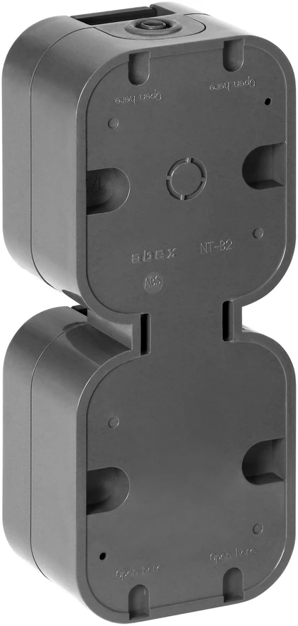 Orno Lizdas Dvigubas kištukinis lizdas 2x2P+E, atsparus vandeniui su atvartu, vertikalus B2, IP54, NT-6B2/P, pilkas/juodas