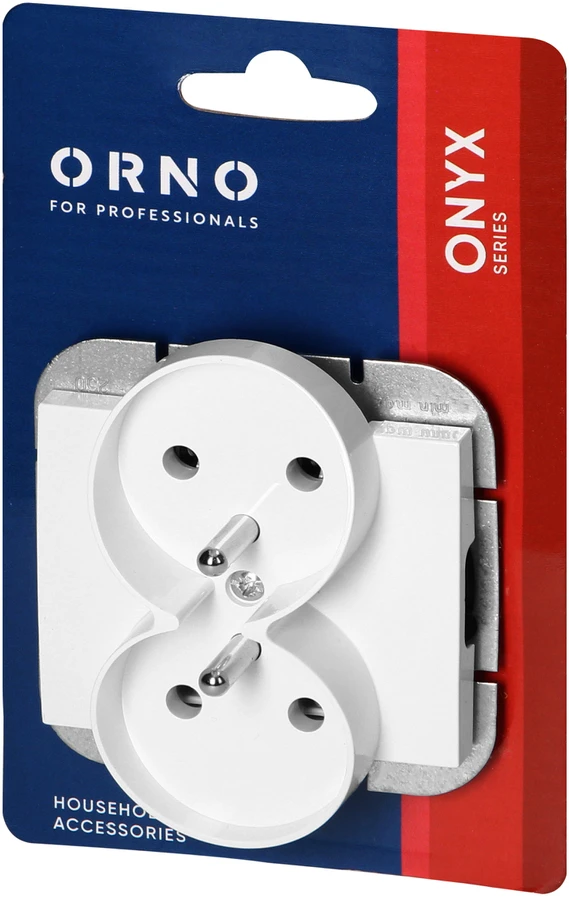Gniazdo Lizdas Dvigubas kištukinis lizdas 2x2P+Z Onyx, 16A, 250V, PT-6OR, baltas