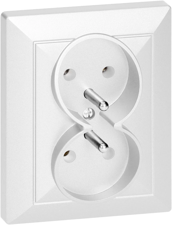 Gniazdo Dviguba įleidžiama rozetė Pearl, 16A, 250V, balta