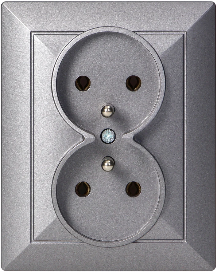 Gniazdo Lizdas Dvigubas kištukinis lizdas 2x2P+Z Pearl, 16A, 250V, PT-6 P, antracito spalvos