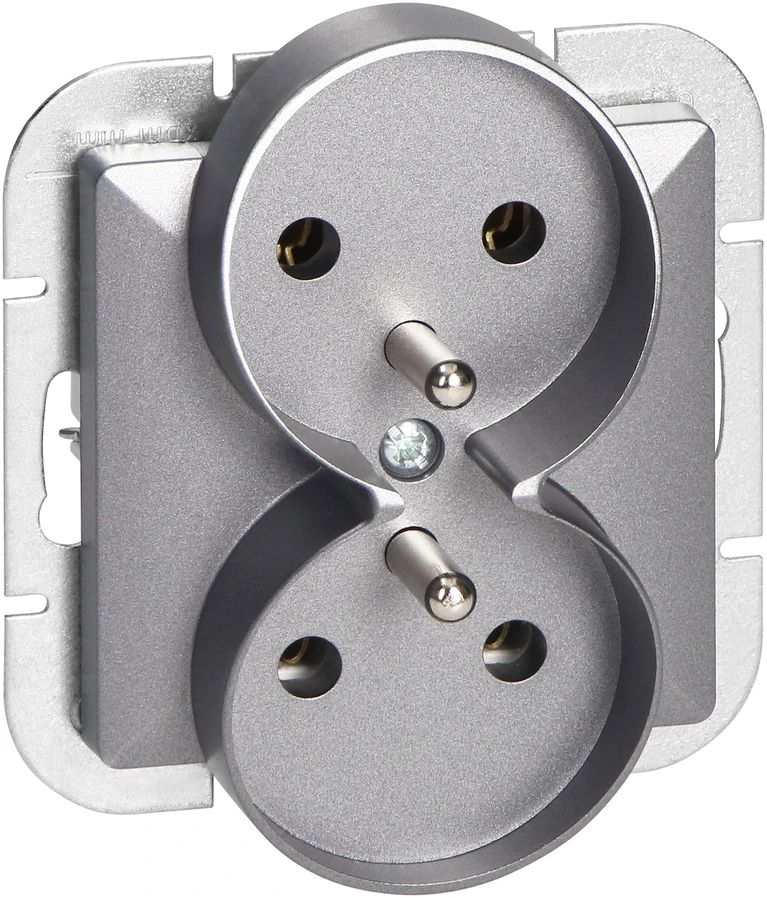 Gniazdo Lizdas Dvigubas kištukinis lizdas 2x2P+Z Pearl, 16A, 250V, PT-6 PR, antracito spalvos