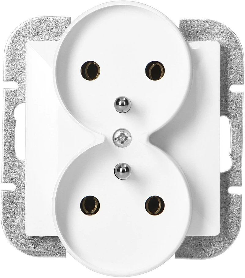 Gniazdo Lizdas Dvigubas kištukinis lizdas 2x2P+Z Pearl, 16A, 250V, PT-6 PR, baltas