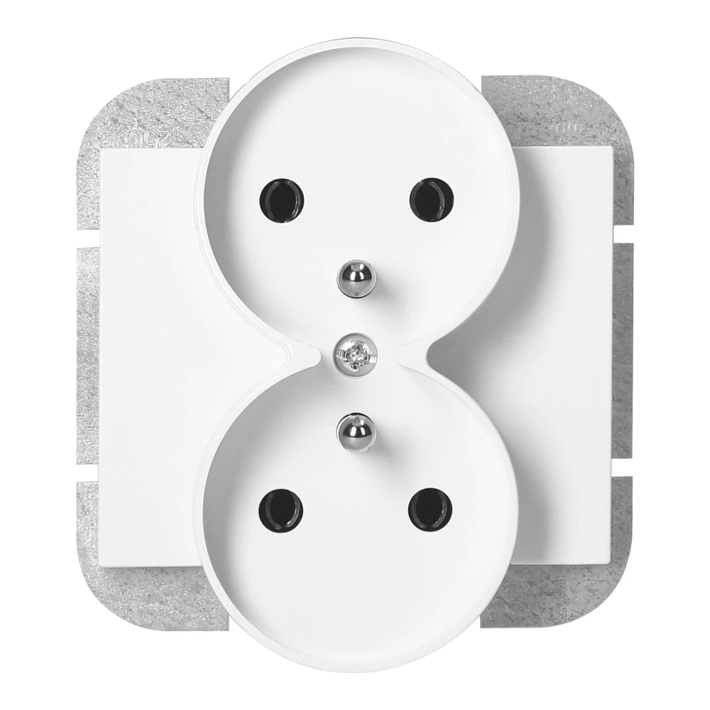 Gniazdo Lizdas Dvigubas kištukinis lizdas 2x2P+Z Onyx, 16A, 250V, PT-6OR, baltas