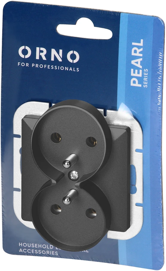 Gniazdo Lizdas Dvigubas kištukinis lizdas 2x2P+Z Pearl, 16A, 250V, PT-6 PR, juodas