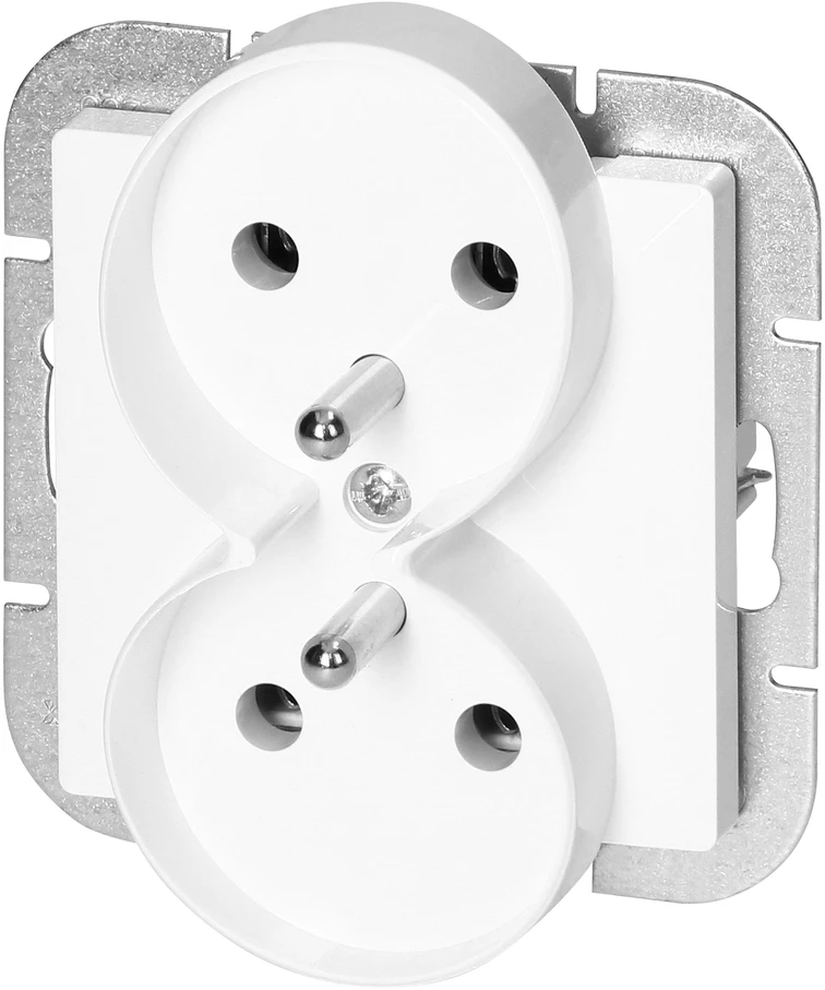 Gniazdo Lizdas Dvigubas kištukinis lizdas 2x2P+Z Pearl, 16A, 250V, PT-6 PR, baltas