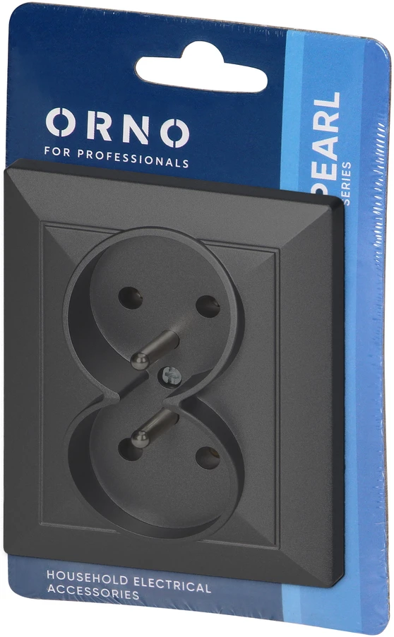 Gniazdo Lizdas Dvigubas kištukinis lizdas 2x2P+Z Pearl, 16A, 250V, PT-6 P, juodas