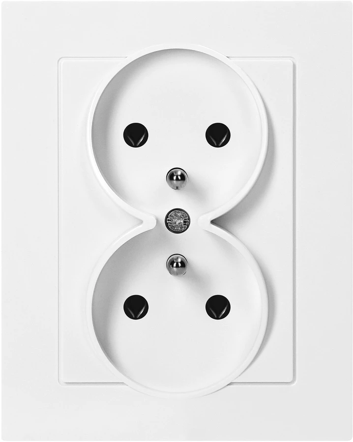 Gniazdo Lizdas Dvigubas kištukinis lizdas 2x2P+Z Malta, 16A, 250V, PT-6M, baltas