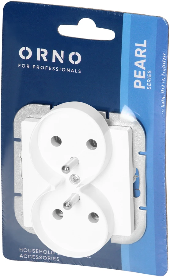 Gniazdo Lizdas Dvigubas kištukinis lizdas 2x2P+Z Pearl, 16A, 250V, PT-6 PR, baltas