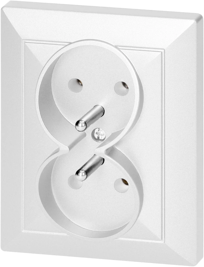 Gniazdo Dviguba įleidžiama rozetė Pearl, 16A, 250V, balta