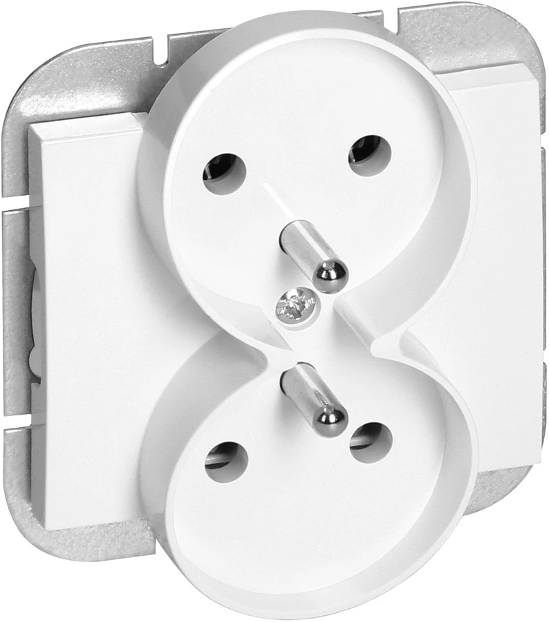Gniazdo Lizdas Dvigubas kištukinis lizdas 2x2P+Z Onyx, 16A, 250V, PT-6OR, baltas