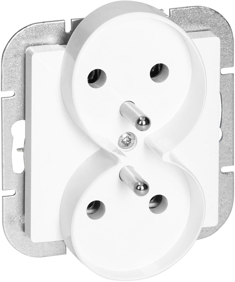 Gniazdo Lizdas Dvigubas kištukinis lizdas 2x2P+Z Pearl, 16A, 250V, PT-6 PR, baltas