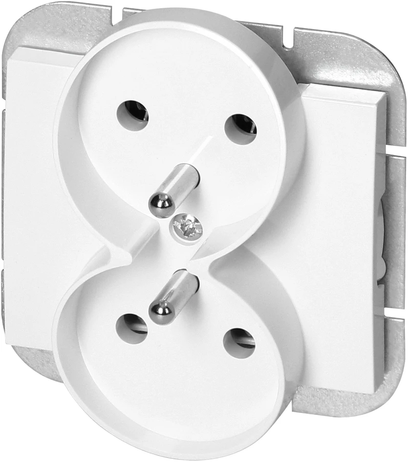 Gniazdo Lizdas Dvigubas kištukinis lizdas 2x2P+Z Onyx, 16A, 250V, PT-6OR, baltas
