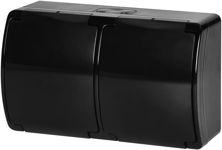ORNO DVIGUBAS KIŠTUKINIS LIZDAS 2x2P+Z AQUATIC IP44 Juodas