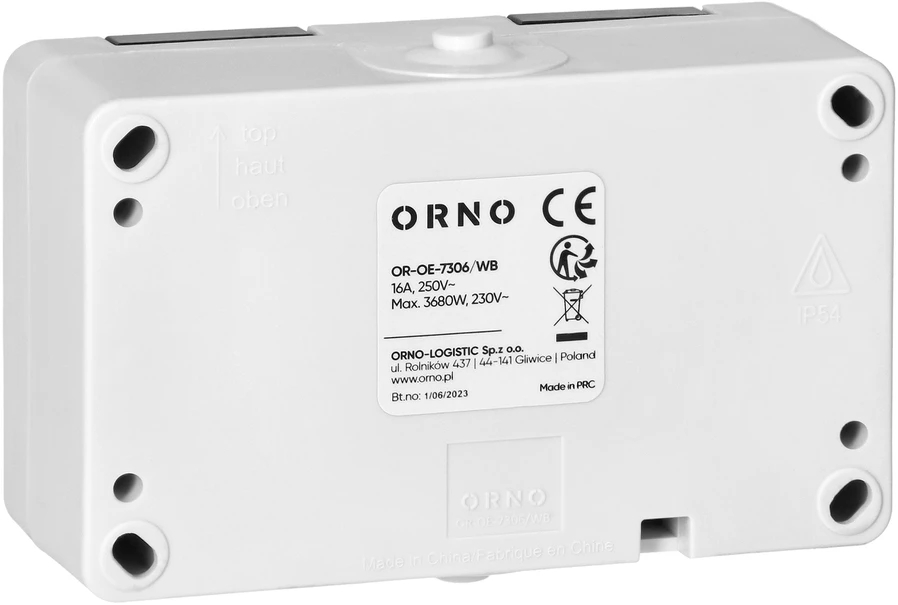 Orno Lizdas Dvigubas lizdas 2X2P+Z AQUATIC MINI IP 54, baltas ir juodas