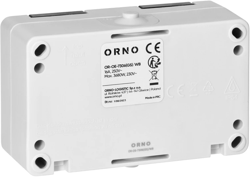 Orno Lizdas Dvigubas lizdas 2X2P+Z Schuko AQUATIC MINI IP 54 baltas ir juodas